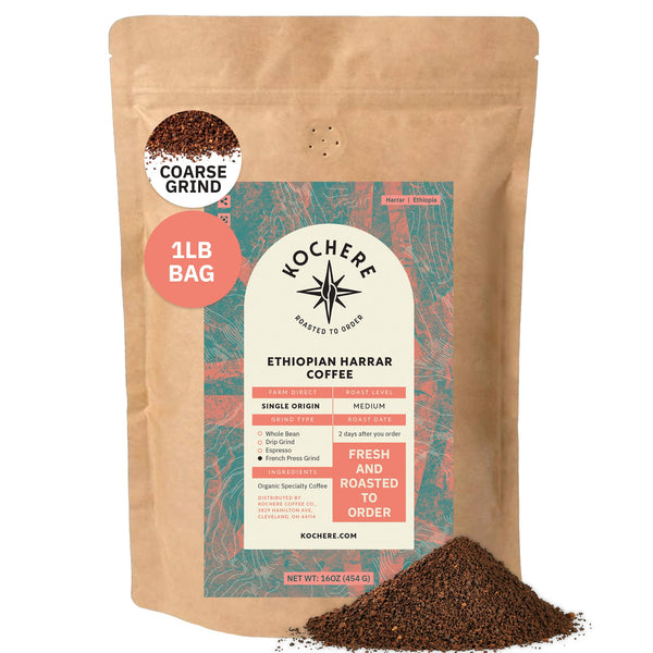 Kochere Coffee Ethiopian Harrar Natural Medium Roast - Fruity, Blueberry, Dark Chocolate Notes