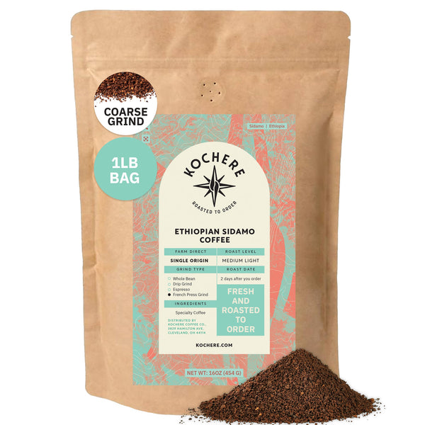 Kochere Coffee Ethiopian Sidamo Natural Medium-Light Roast - Milk Chocolate, Fruity Notes
