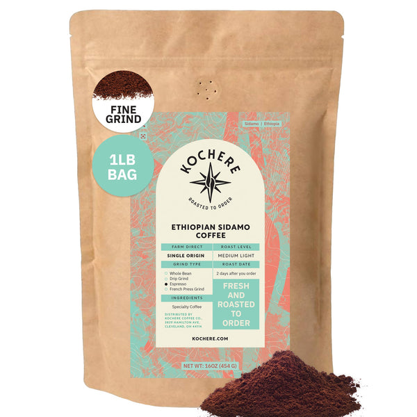 Kochere Coffee Ethiopian Sidamo Natural Medium-Light Roast - Milk Chocolate, Fruity Notes