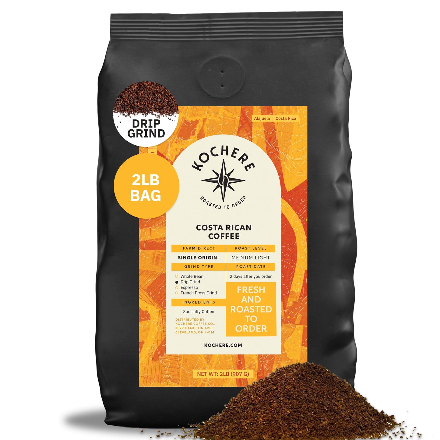 Kochere Coffee Costa Rican Alajuela Medium Light Roast - Sweet Apple, Raisin Notes