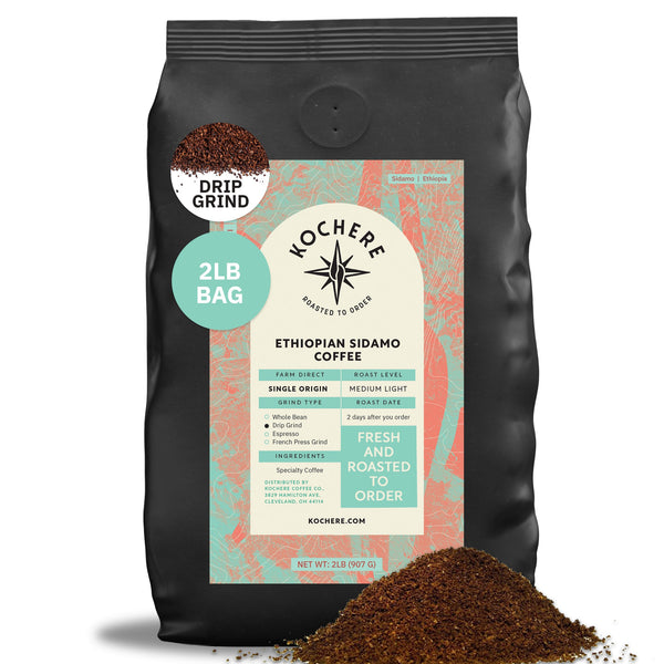 Kochere Coffee Ethiopian Sidamo Natural Medium-Light Roast - Milk Chocolate, Fruity Notes