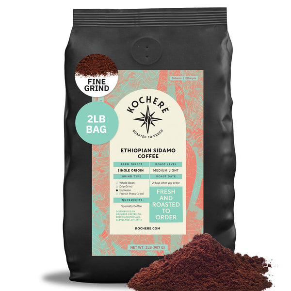Kochere Coffee Ethiopian Sidamo Natural Medium-Light Roast - Milk Chocolate, Fruity Notes