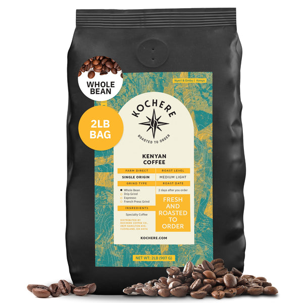 Kochere Coffee Kenyan Nyeri Embu AB Medium-Light Roast - Lemon, Blackberry Notes