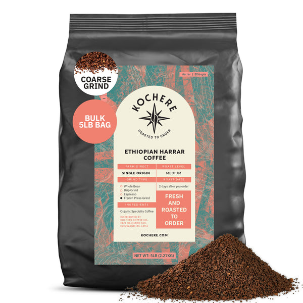 Kochere Coffee Ethiopian Harrar Natural Medium Roast - Fruity, Blueberry, Dark Chocolate Notes