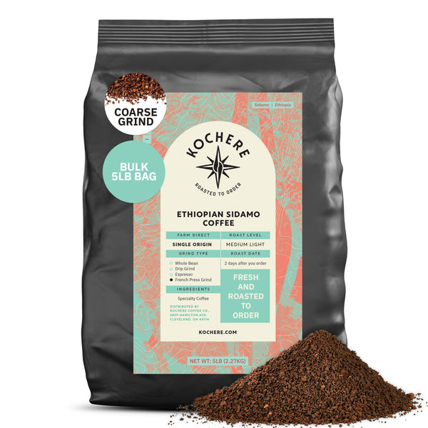 Kochere Coffee Ethiopian Sidamo Natural Medium-Light Roast - Milk Chocolate, Fruity Notes