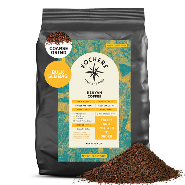Kochere Coffee Kenyan Nyeri Embu AB Medium-Light Roast - Lemon, Blackberry Notes