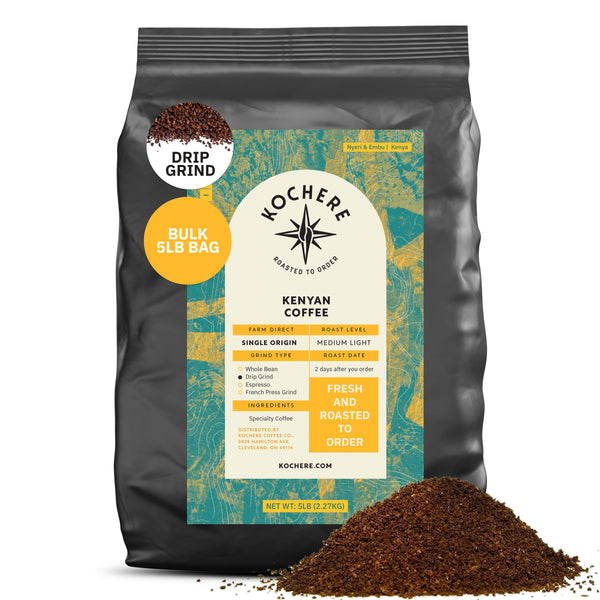 Kochere Coffee Kenyan Nyeri Embu AB Medium-Light Roast - Lemon, Blackberry Notes