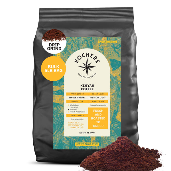 Kochere Coffee Kenyan Nyeri Embu AB Medium-Light Roast - Lemon, Blackberry Notes