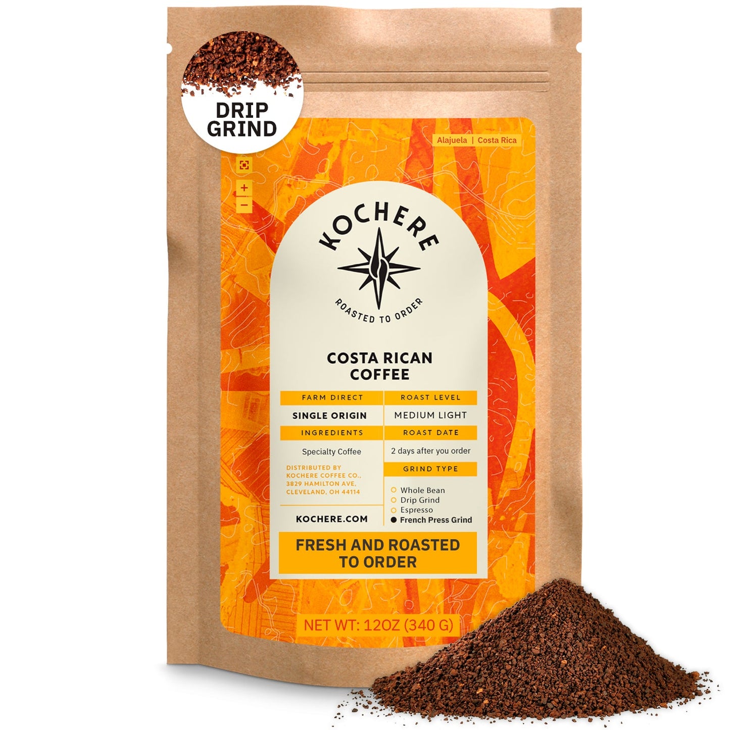 Kochere Coffee Costa Rican Alajuela Medium Light Roast - Sweet Apple, Raisin Notes