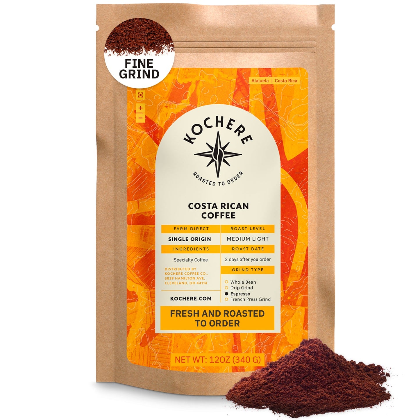 Kochere Coffee Costa Rican Alajuela Medium Light Roast - Sweet Apple, Raisin Notes