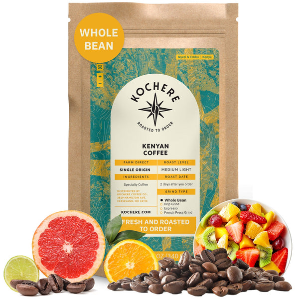 Kochere Coffee Kenyan Nyeri Embu AB Medium-Light Roast - Lemon, Blackberry Notes