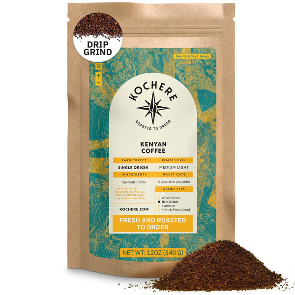 Kochere Coffee Kenyan Nyeri Embu AB Medium-Light Roast - Lemon, Blackberry Notes