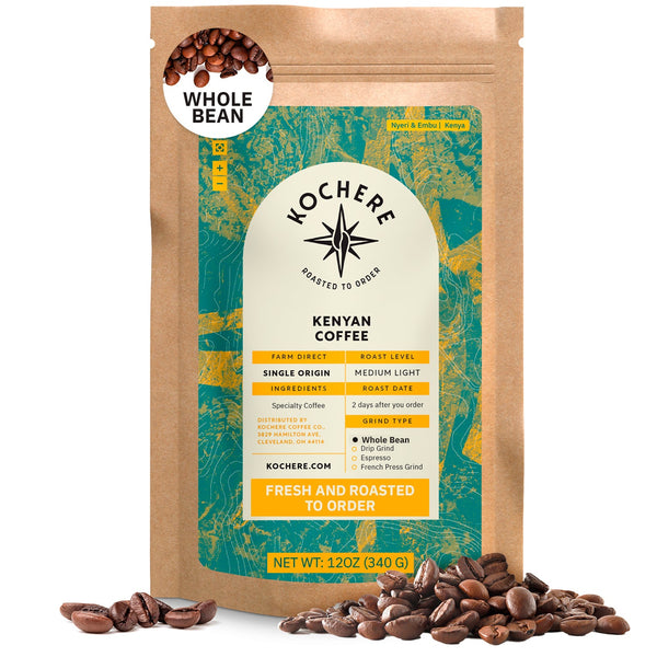 Kochere Coffee Kenyan Nyeri Embu AB Medium-Light Roast - Lemon, Blackberry Notes