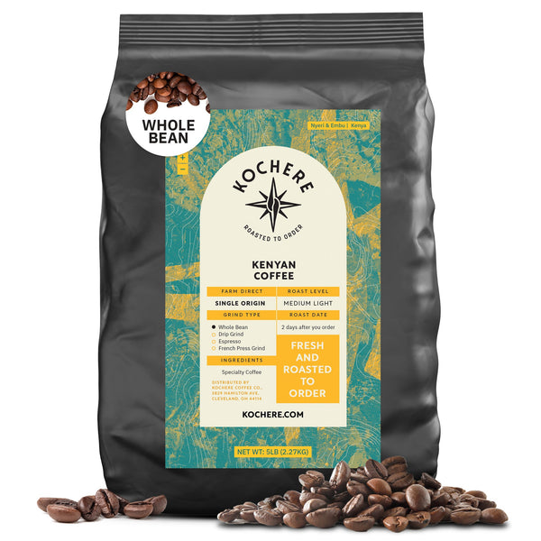 Kochere Coffee Kenyan Nyeri Embu AB Medium-Light Roast - Lemon, Blackberry Notes
