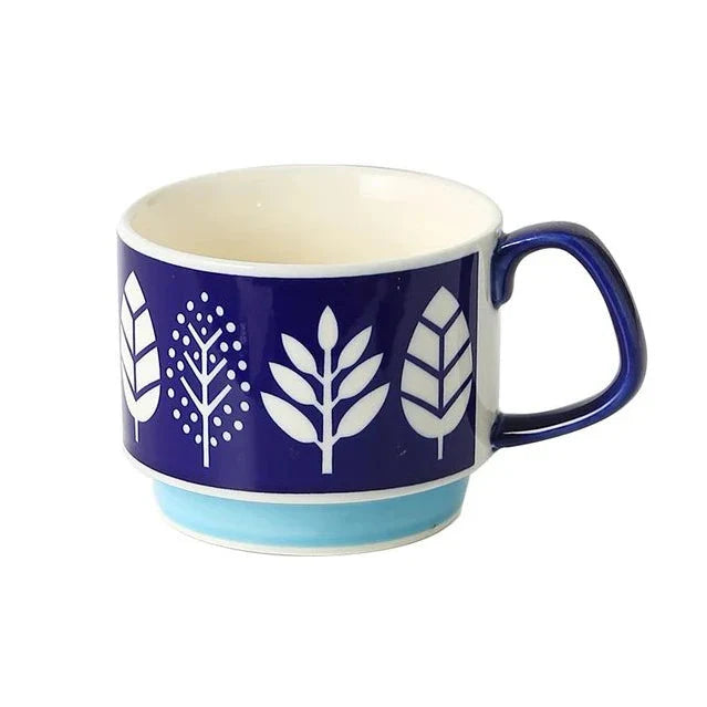 Japanisches Blumen-Kaffeebecher-Set – Retro-Keramiktasse