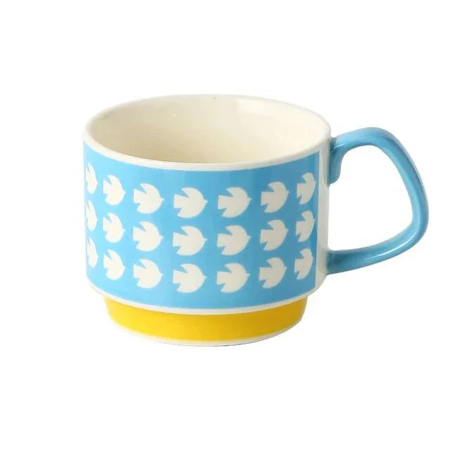 Japanisches Blumen-Kaffeebecher-Set – Retro-Keramiktasse
