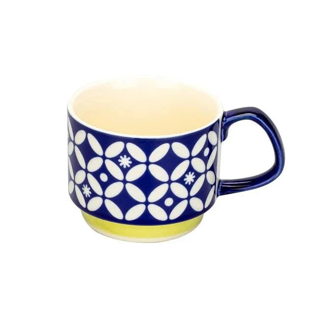 Japanisches Blumen-Kaffeebecher-Set – Retro-Keramiktasse