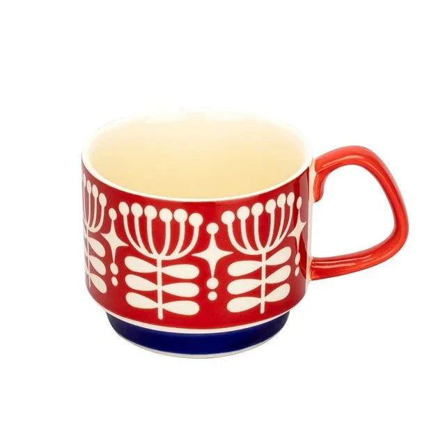 Japanisches Blumen-Kaffeebecher-Set – Retro-Keramiktasse
