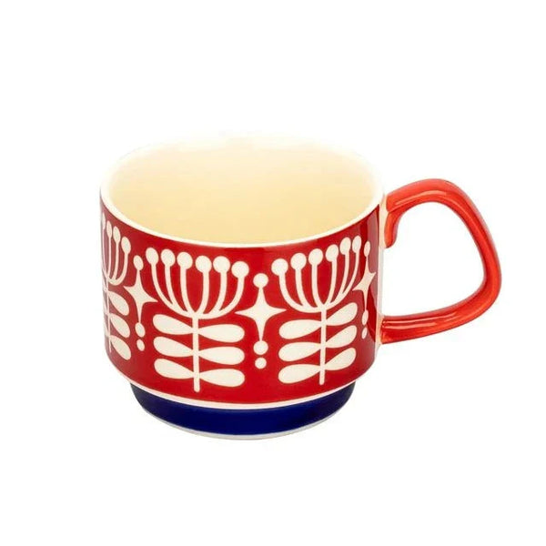 Japanese Flower Coffee Mug Set – Retro Ceramic Cup
