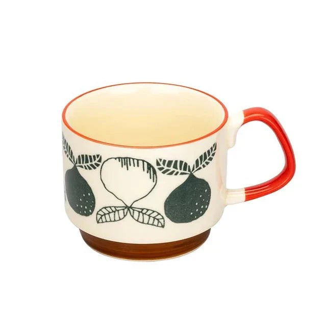 Japanisches Blumen-Kaffeebecher-Set – Retro-Keramiktasse