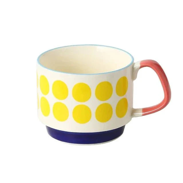 Japanisches Blumen-Kaffeebecher-Set – Retro-Keramiktasse