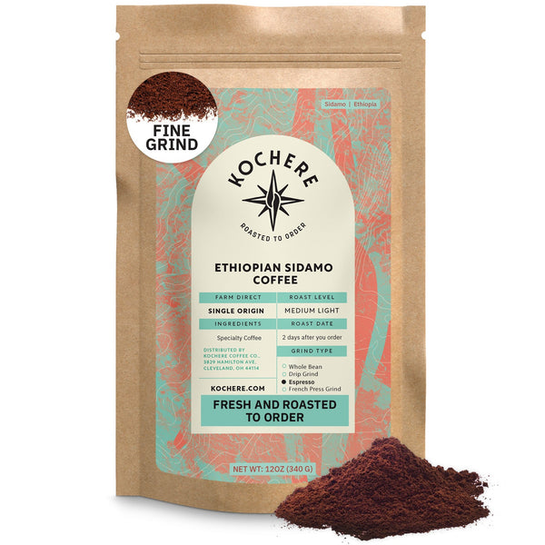 Kochere Coffee Ethiopian Sidamo Natural Medium-Light Roast - Milk Chocolate, Fruity Notes