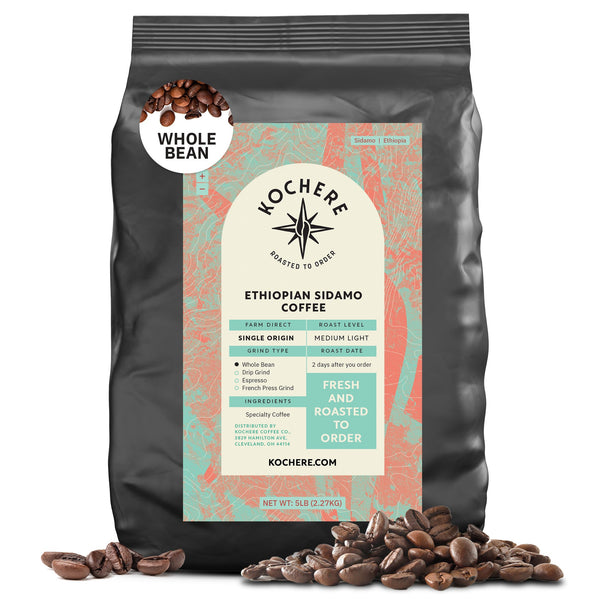 Kochere Coffee Ethiopian Sidamo Natural Medium-Light Roast - Milk Chocolate, Fruity Notes