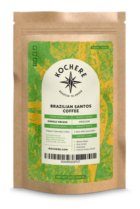 Kochere Coffee Brazilian Santos Medium Roast - Smooth, Elegant, Cocoa Notes