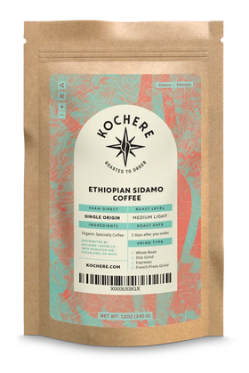 Kochere Coffee Ethiopian Sidamo Natural Medium-Light Roast - Milk Chocolate, Fruity Notes