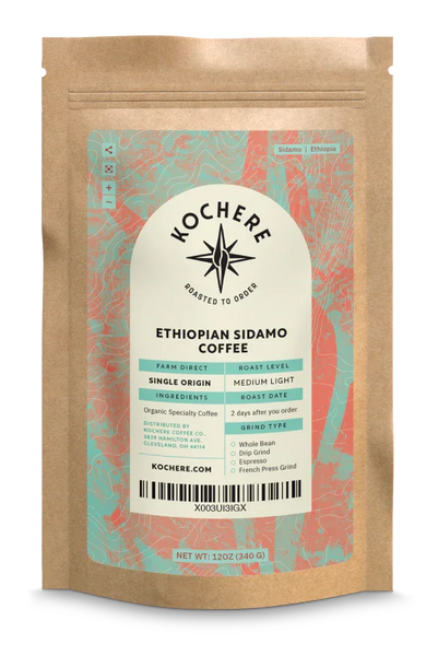 Kochere Coffee Ethiopian Sidamo Natural Medium-Light Roast - Milk Chocolate, Fruity Notes