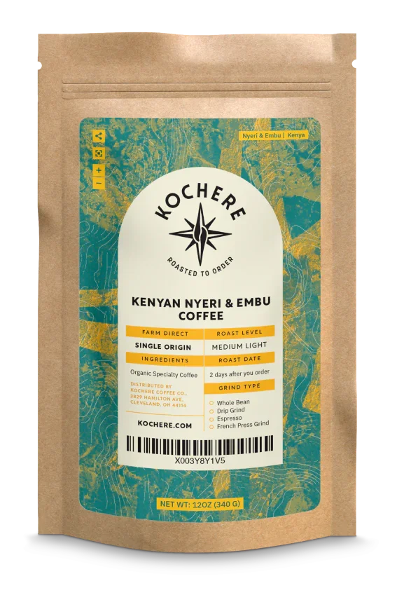 Kochere Coffee Kenyan Nyeri Embu AB Medium-Light Roast - Lemon, Blackberry Notes