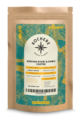 Kochere Coffee Kenyan Nyeri Embu AB Medium-Light Roast - Lemon, Blackberry Notes
