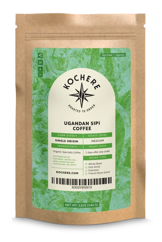 Kochere Coffee Ugandan Sipi Falls Single Origin, Bio-Mittelröstung – Noten von Rosine, Feige, braunem Zucker